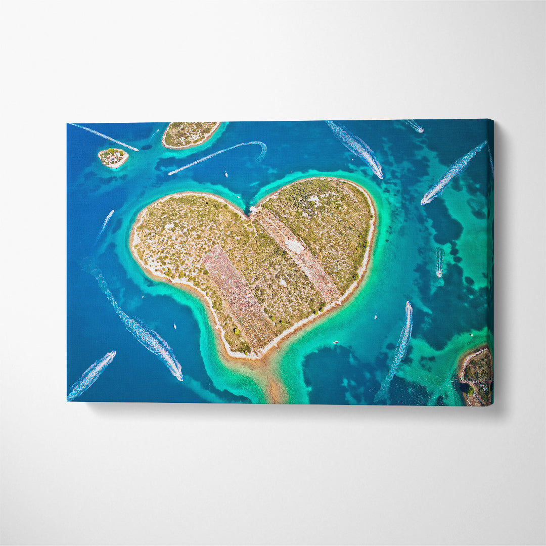 Heart Shaped Island of Galesnjak Zadar Croatia Canvas Print ArtLexy 1 Panel 24"x16" inches 
