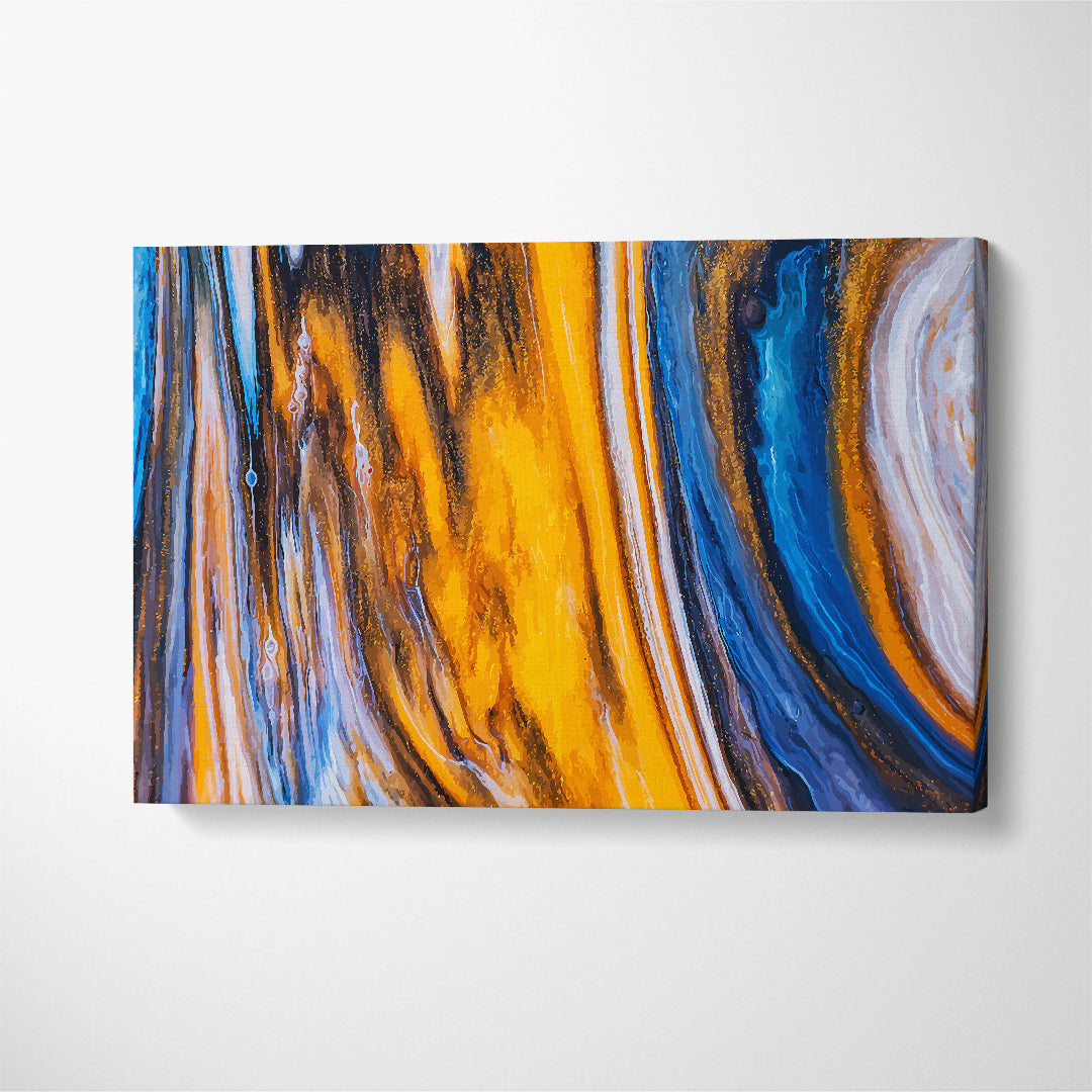 Modern Bright Blue & Yellow Swirls Canvas Print ArtLexy   