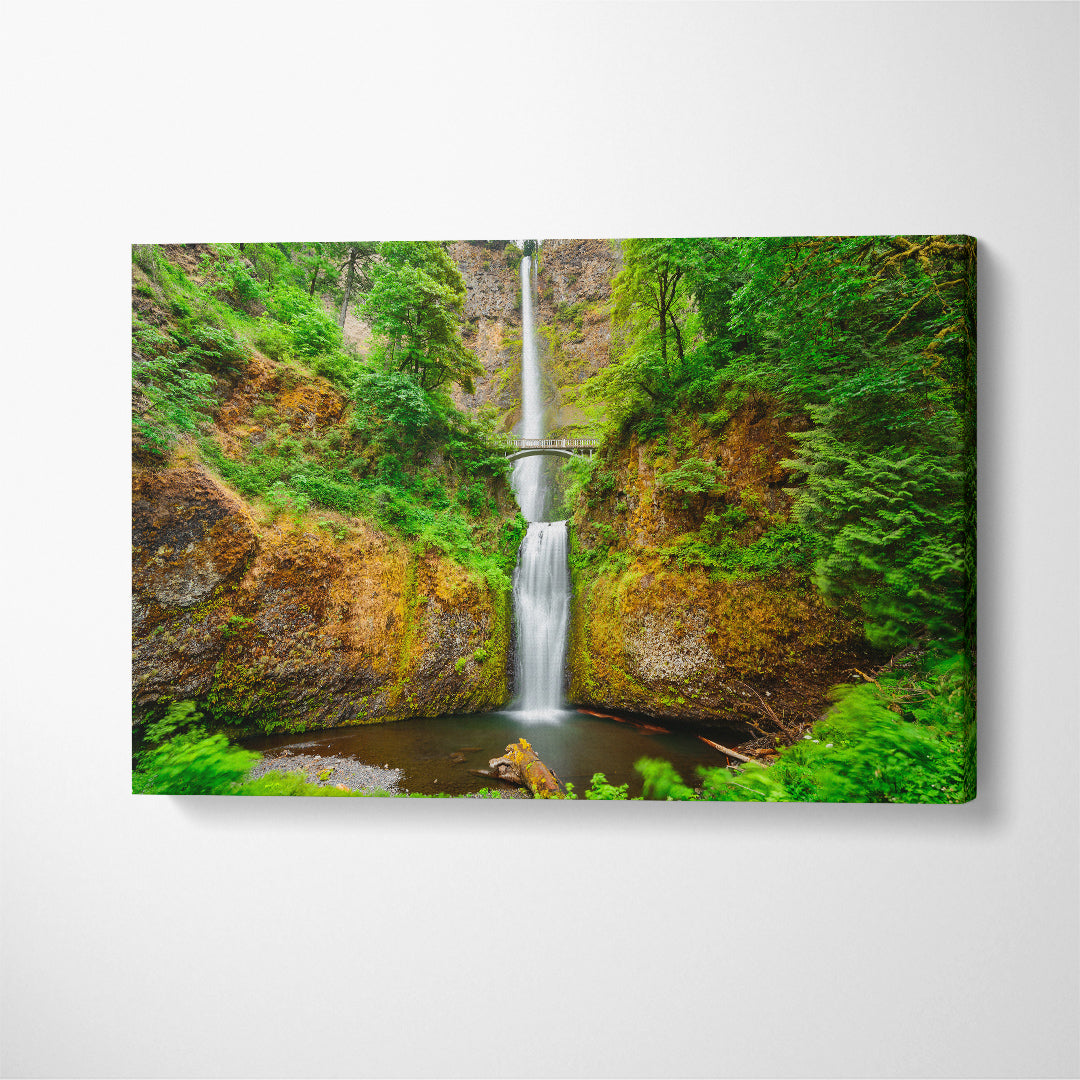 Multnomah Falls Oregon Columbia River Gorge Canvas Print ArtLexy 1 Panel 24"x16" inches 