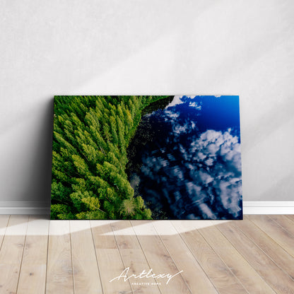 Finland Blue Lake and Green Forest Canvas Print ArtLexy   