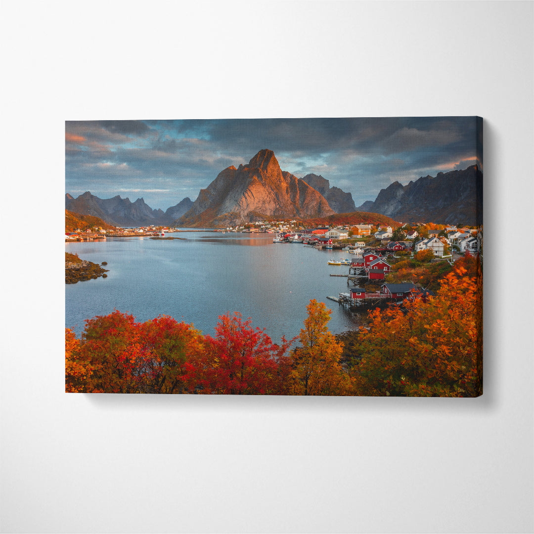 Lofoten in Autumn Norway Landscapes with Mountains Canvas Print ArtLexy 1 Panel 24"x16" inches 