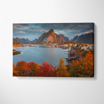 Lofoten in Autumn Norway Landscapes with Mountains Canvas Print ArtLexy 1 Panel 24"x16" inches 