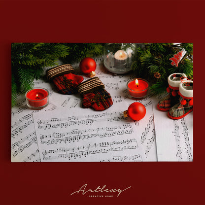 Music Notes with Christmas Decoration Canvas Print ArtLexy   