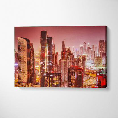 Gorgeous Dubai Cityscape at Night Canvas Print ArtLexy 1 Panel 24"x16" inches 