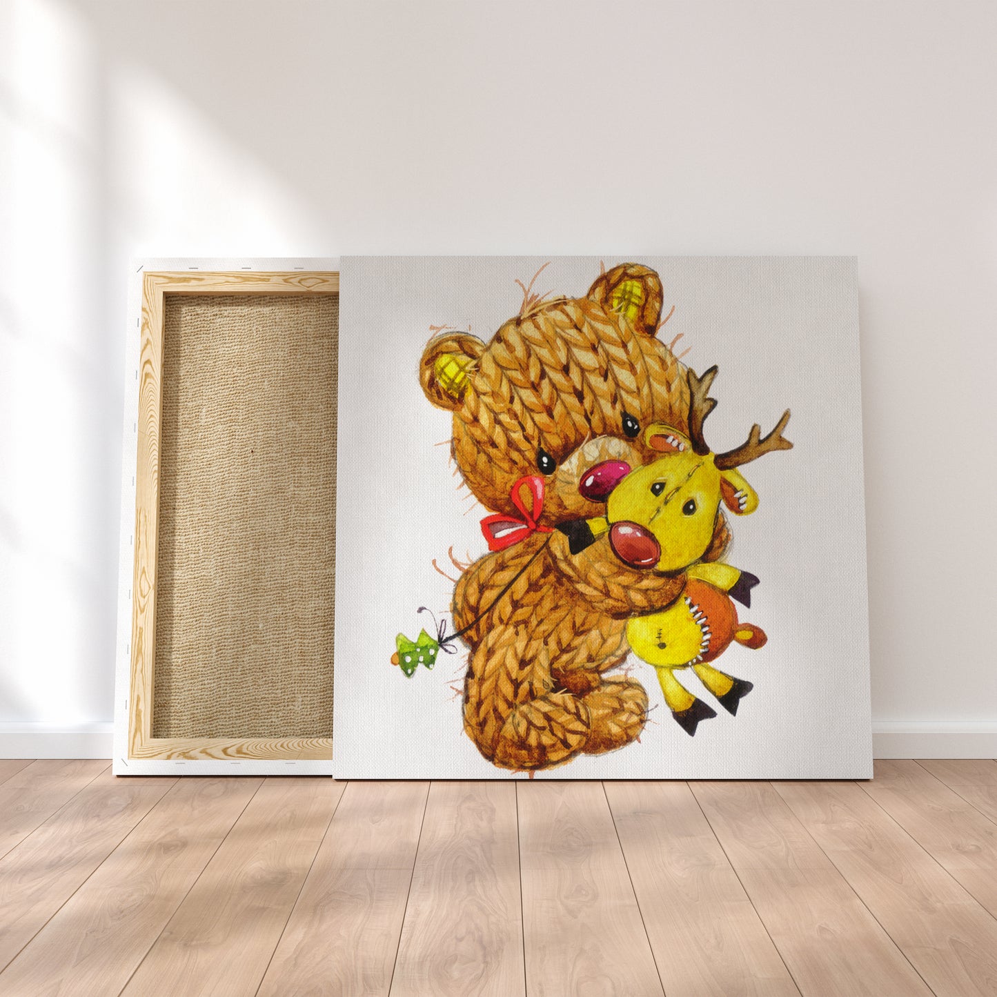 Knitted Teddy Bear Canvas Print ArtLexy   