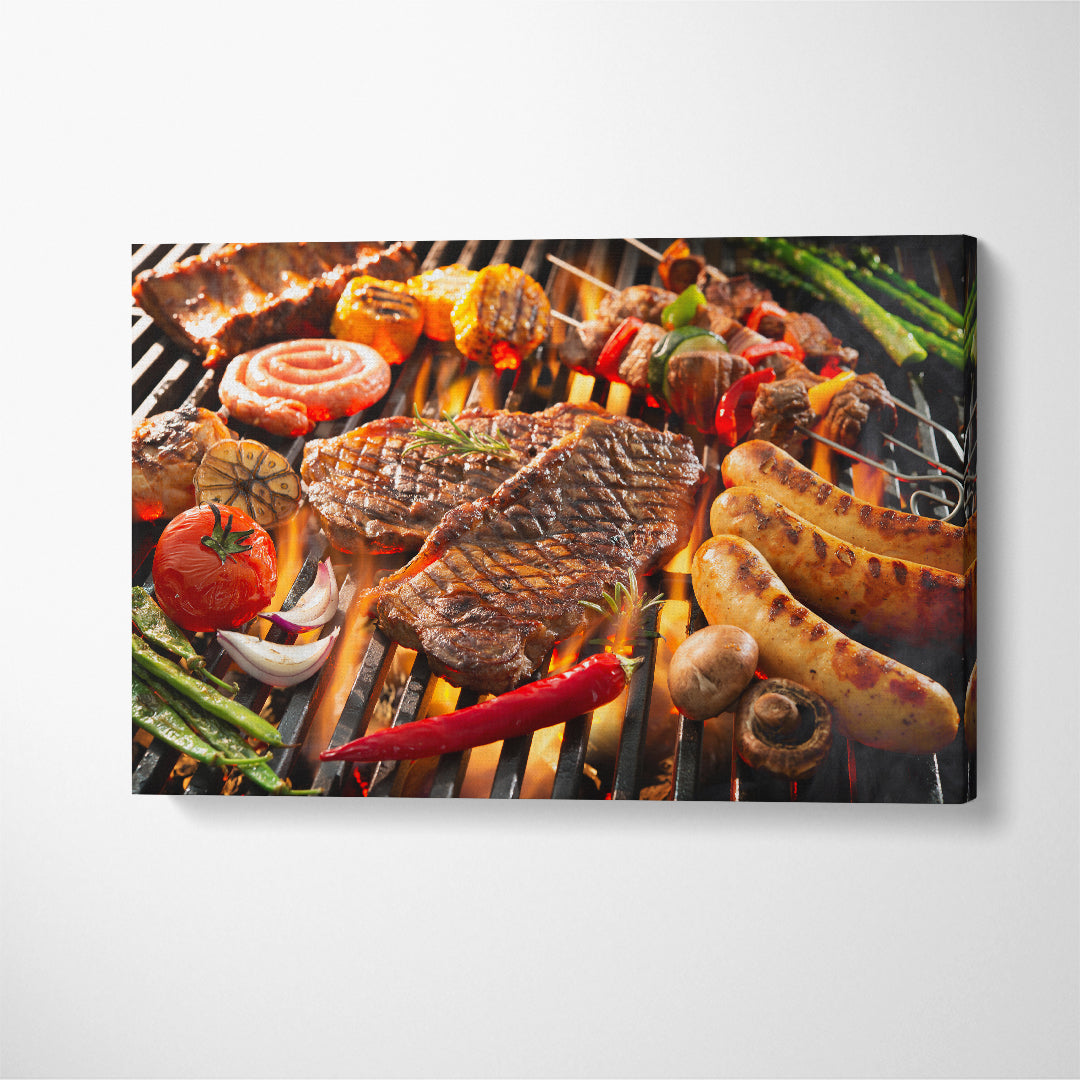 Assorted Grilled Meat Canvas Print ArtLexy 1 Panel 24"x16" inches 