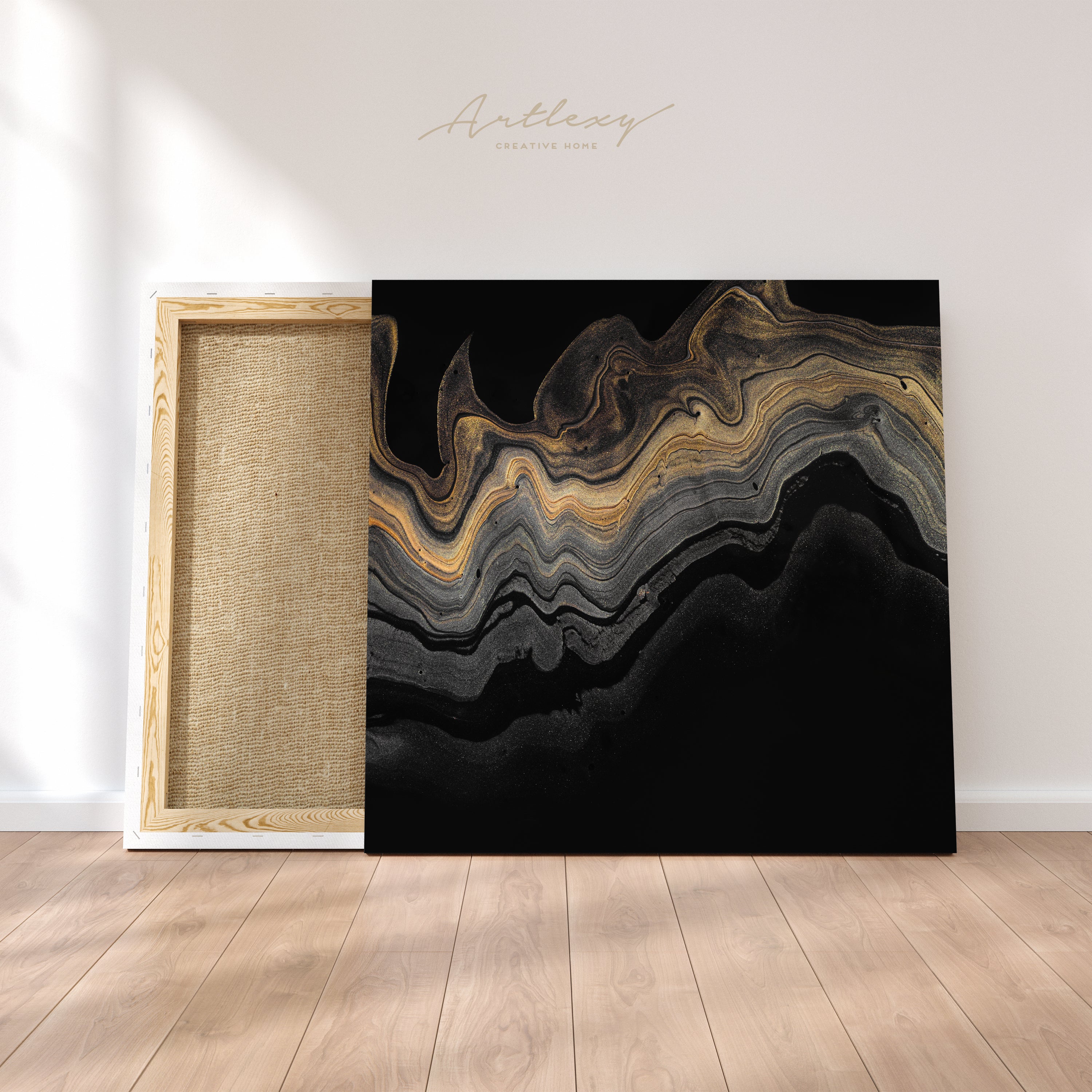 Abstract Golden Marble Waves Canvas Print ArtLexy   