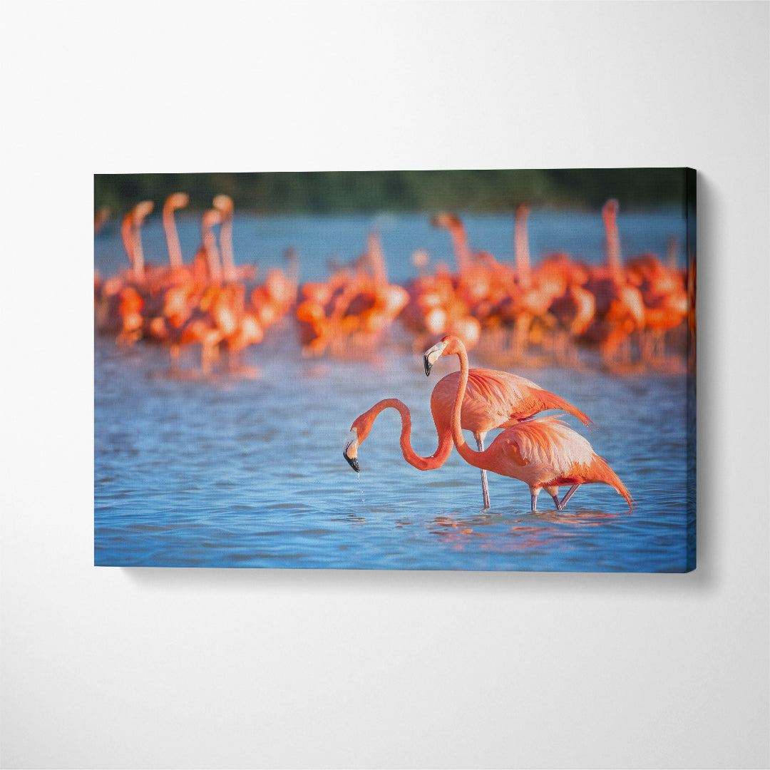 Flock of Flamingos Canvas Print ArtLexy 1 Panel 24"x16" inches 