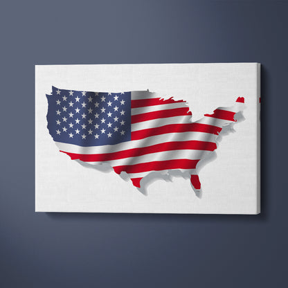 USA Map with Flag Canvas Print ArtLexy 1 Panel 24"x16" inches 
