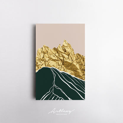 Set of 3 Abstract Luxury Gold Mountain Canvas Print ArtLexy   