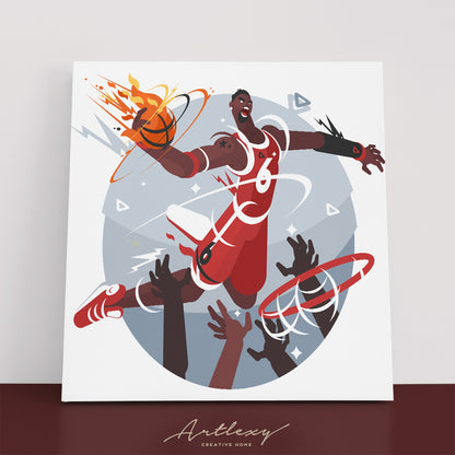 Basketball Player Makes Slam Dunk Canvas Print ArtLexy   
