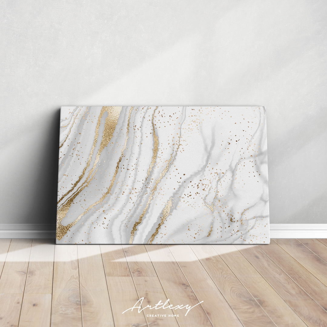 Minimalist White Marble with Gold Veins Canvas Print ArtLexy   