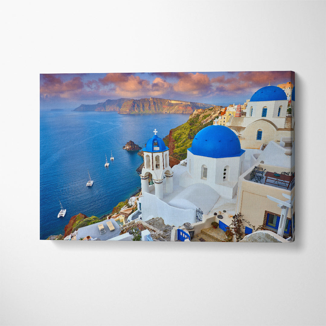 Fira Town Santorini Island Greece Canvas Print ArtLexy 1 Panel 24"x16" inches 