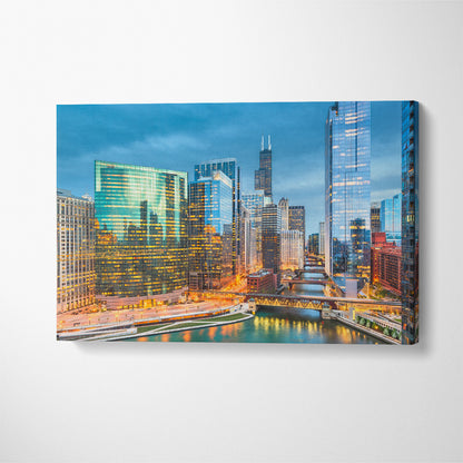 Chicago Illinois USA Skyline Canvas Print ArtLexy 1 Panel 24"x16" inches 