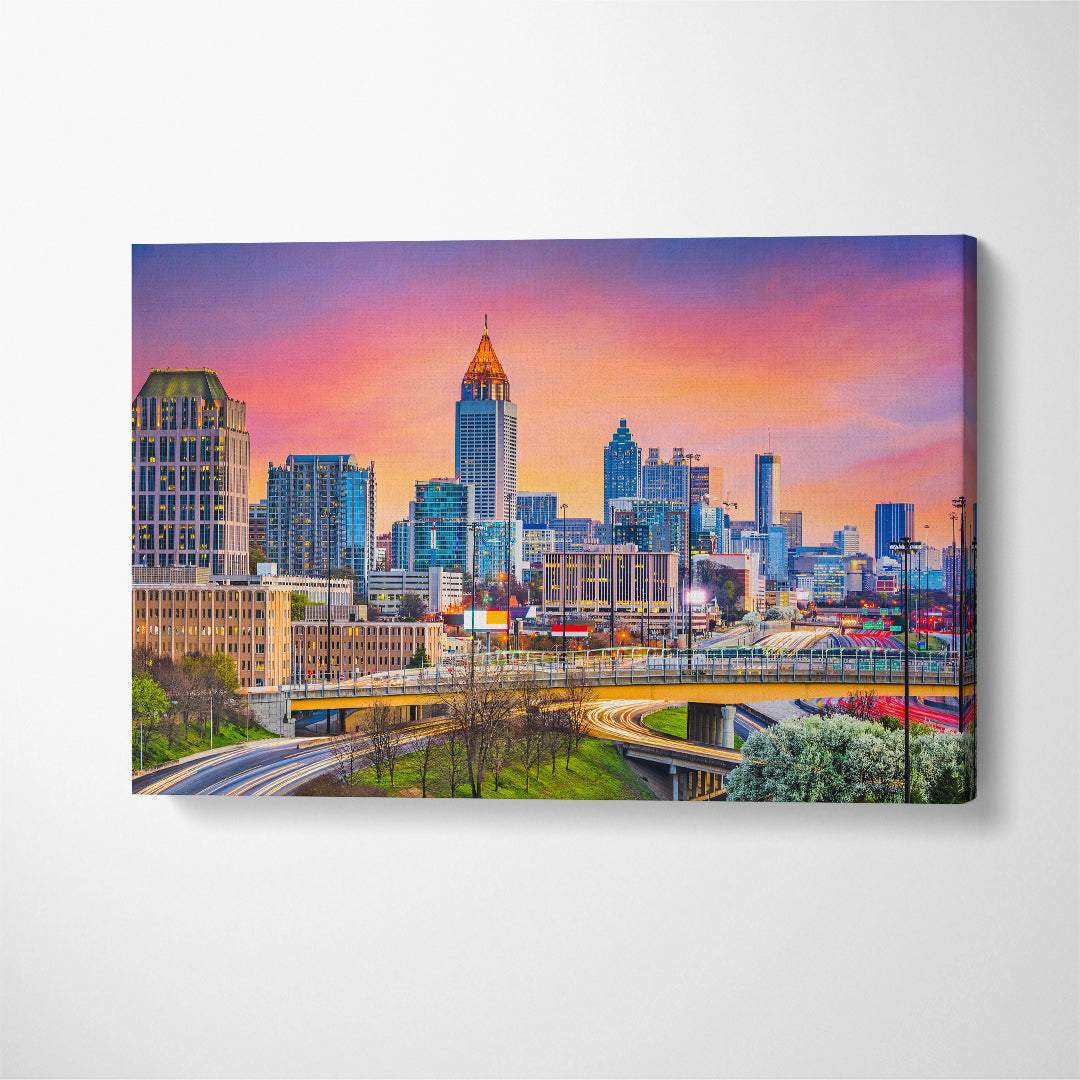 Atlanta Skyline Georgia USA Canvas Print ArtLexy 1 Panel 24"x16" inches 