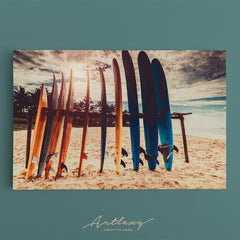 Surfboards on Beach Canvas Print ArtLexy   