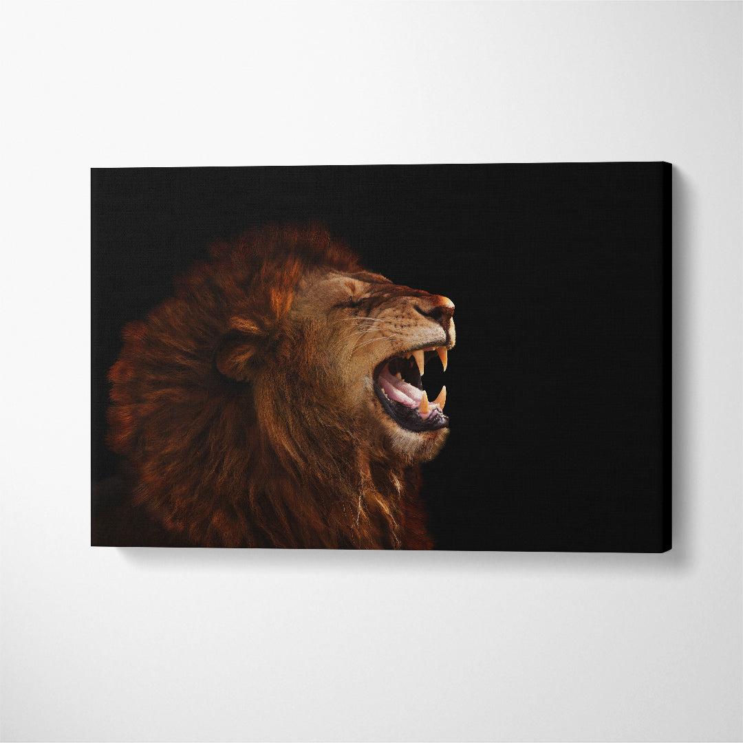 Terrifying Roaring Lion Canvas Print ArtLexy 1 Panel 24"x16" inches 