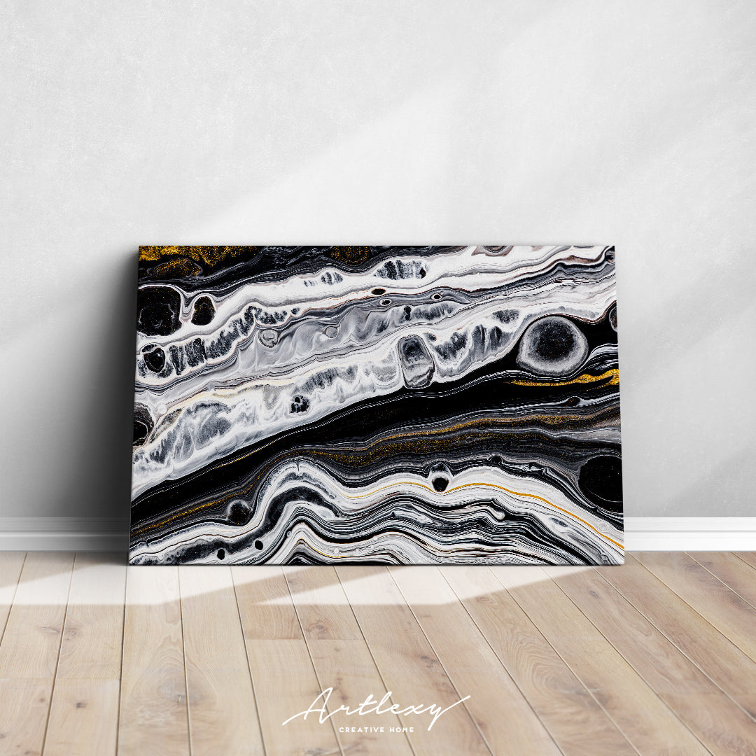 Abstract Black & White & Gold Marble Canvas Print ArtLexy   
