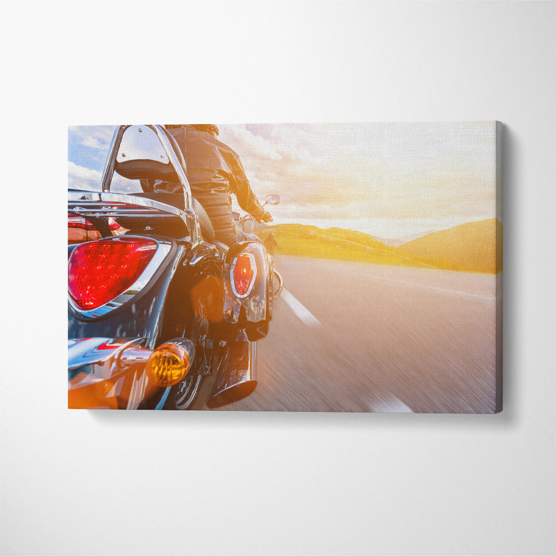 Motorcyclist Traveler Canvas Print ArtLexy 1 Panel 24"x16" inches 