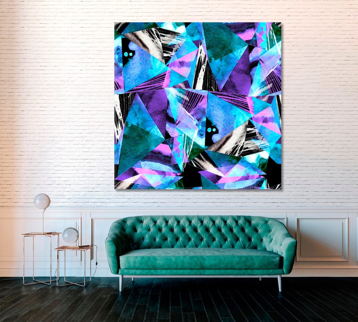 Abstract Colorful Triangles Canvas Print ArtLexy 1 Panel 12"x12" inches 
