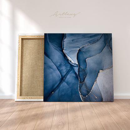 Luxury Blue Swirls of Marble Canvas Print ArtLexy 1 Panel 12"x12" inches 