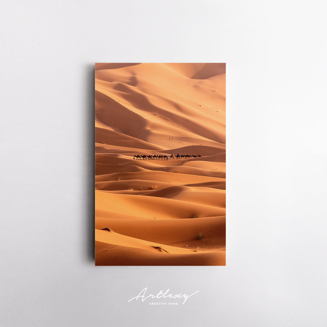 Herd of Camels in Desert Canvas Print ArtLexy   