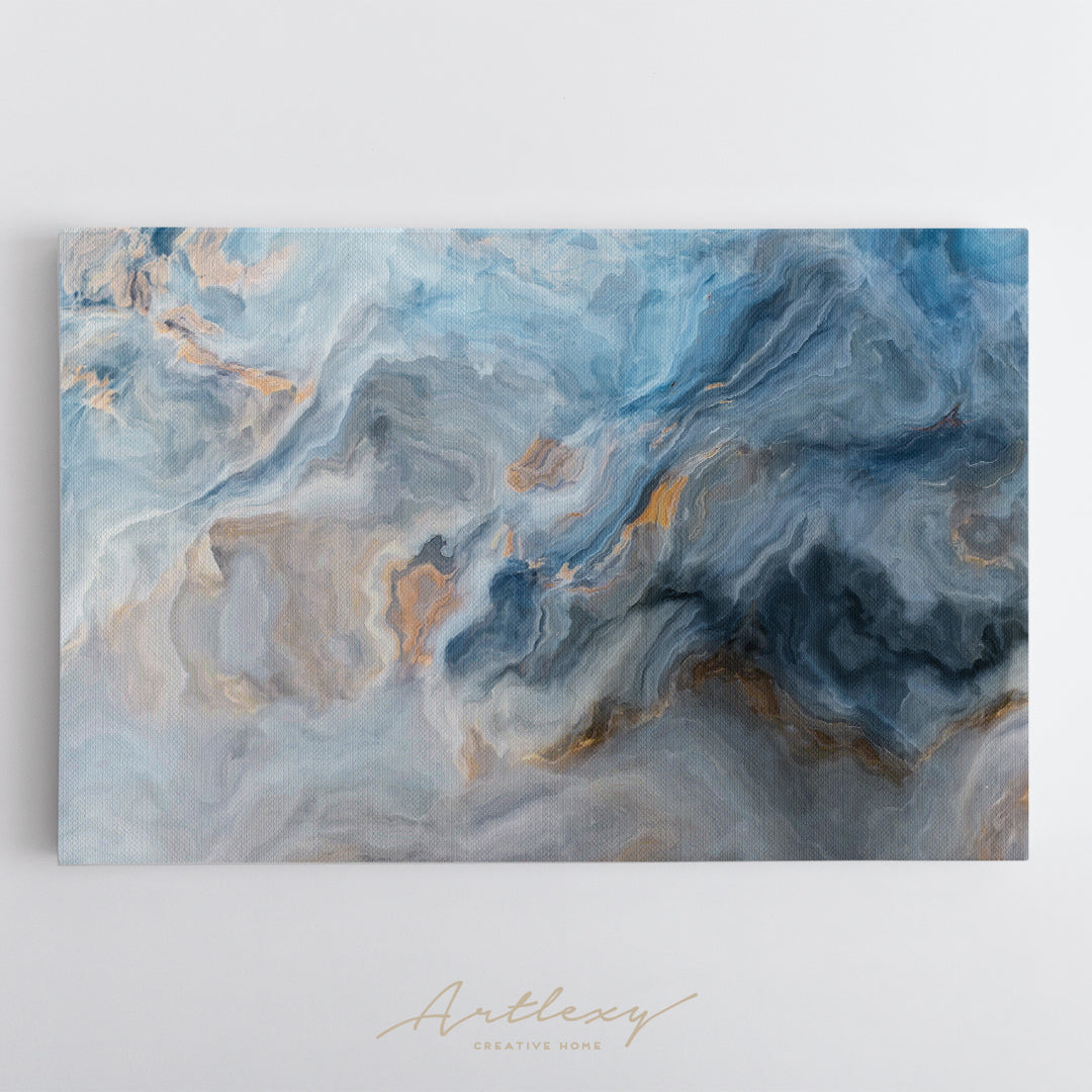 Abstract Blue Marble Waves Canvas Print ArtLexy   