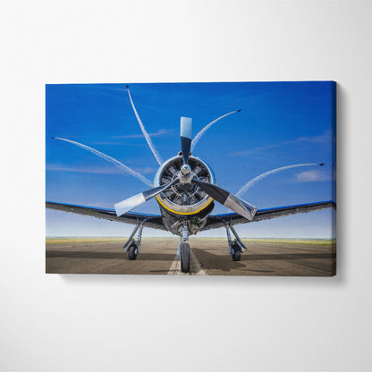 Sports Plane on Runway Way Canvas Print ArtLexy 1 Panel 24"x16" inches 