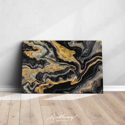 Luxury Black and Yellow Curly Marble Canvas Print ArtLexy   