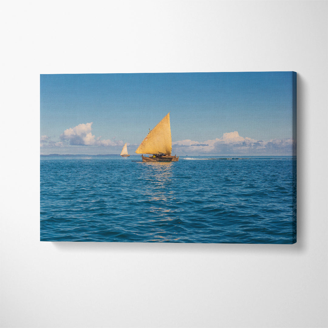 Madagascar Traditional Fishing Boat Canvas Print ArtLexy 1 Panel 24"x16" inches 