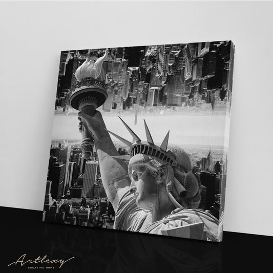 New York City with Statue of Liberty Canvas Print ArtLexy 1 Panel 12"x12" inches 