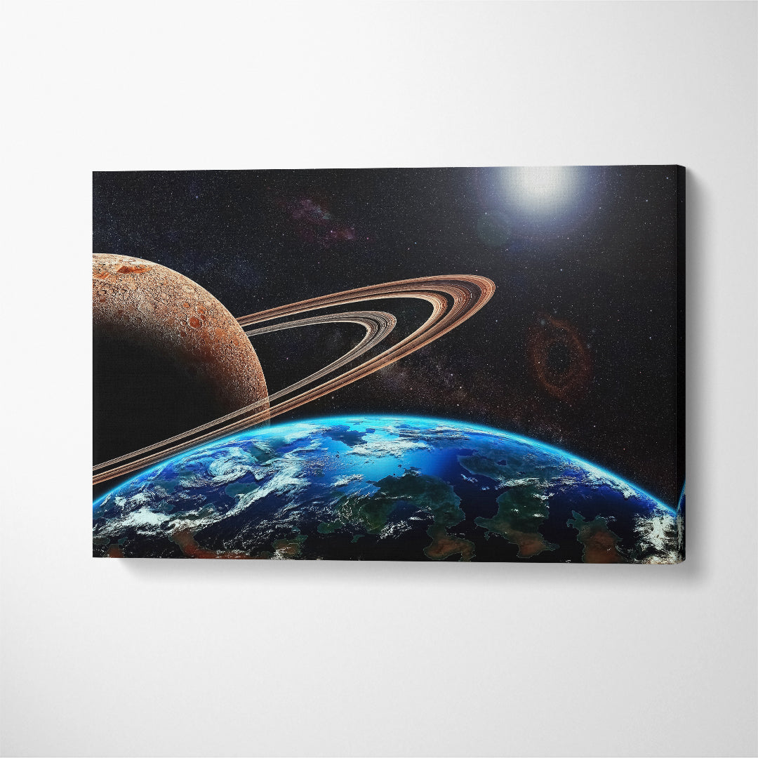 Exoplanet and Exomoon Canvas Print ArtLexy 1 Panel 24"x16" inches 