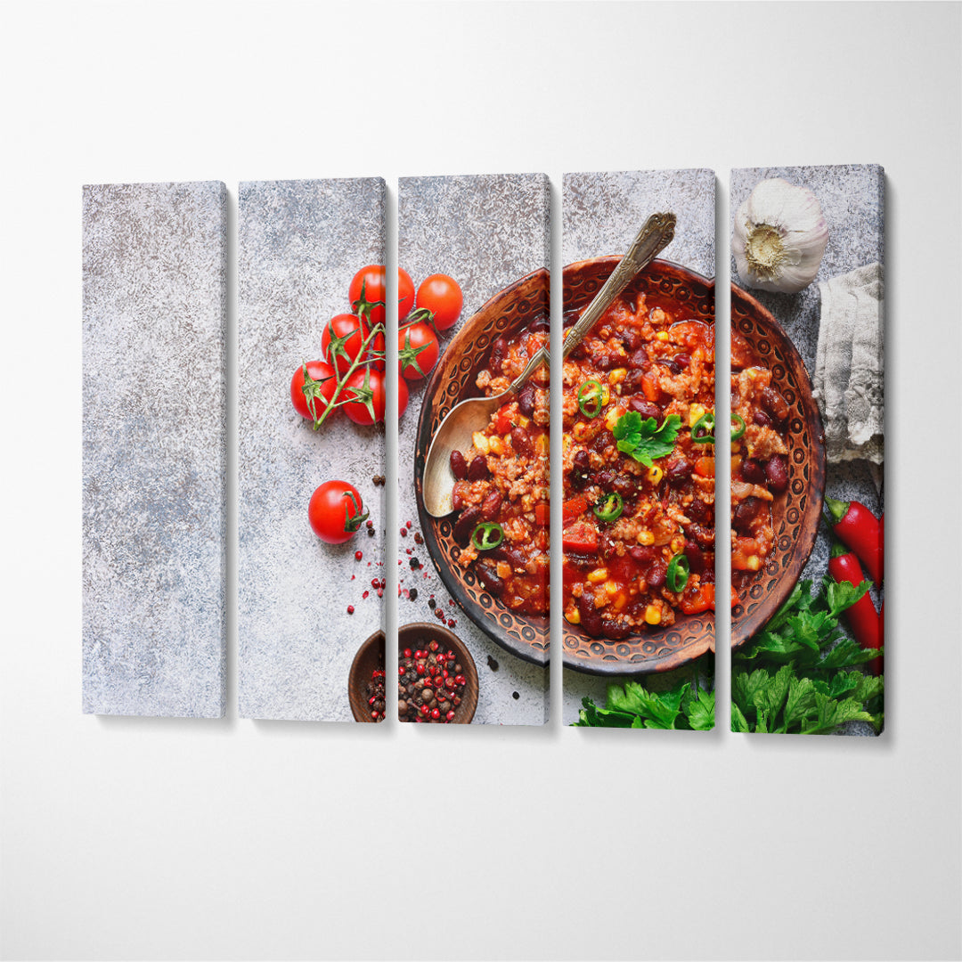 Mexican Chili Con Carne Canvas Print ArtLexy 5 Panels 36"x24" inches 