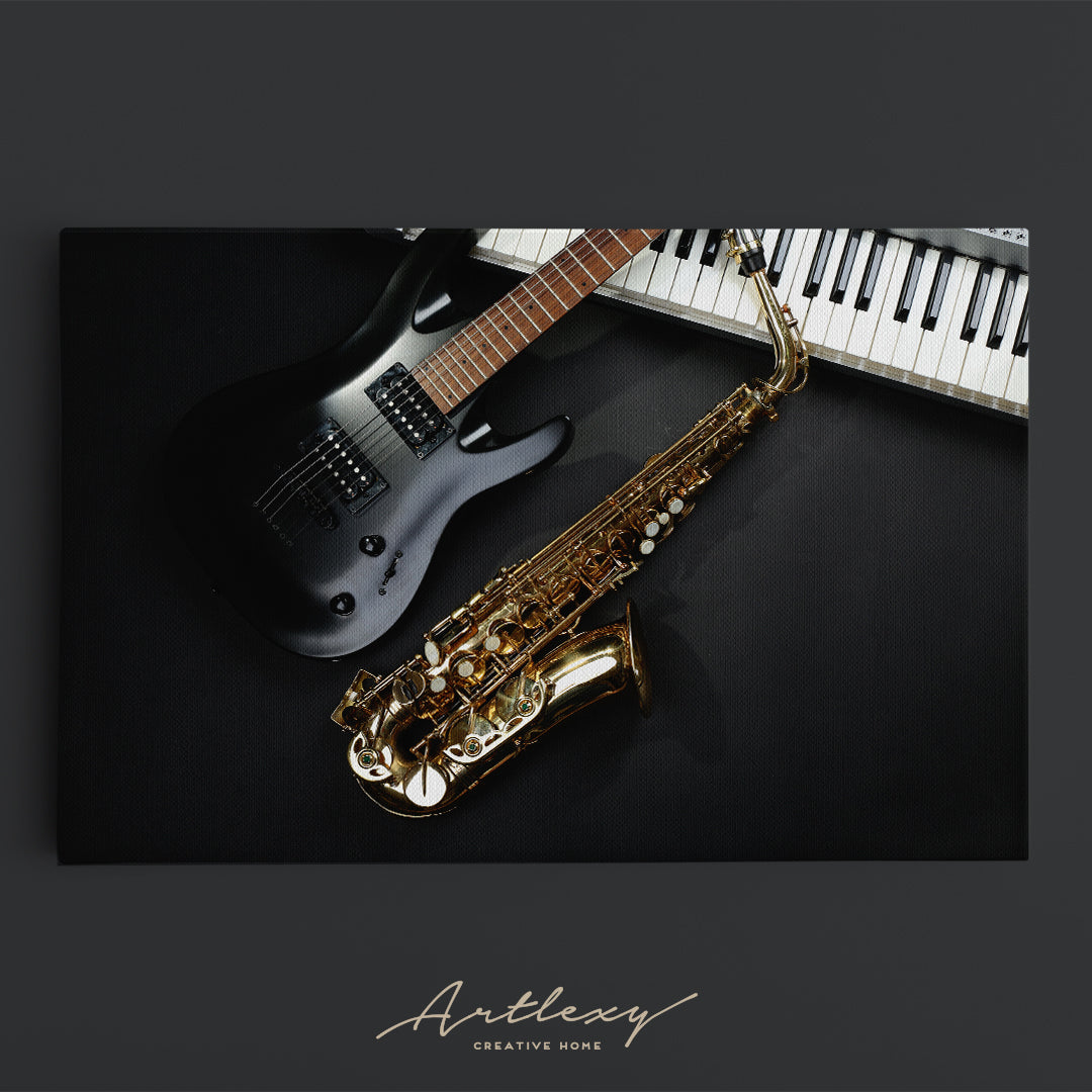 Saxophone and Electric Guitar Canvas Print ArtLexy   