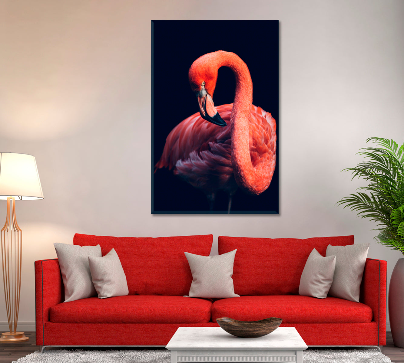 Pink Flamingo Portrait Canvas Print ArtLexy   
