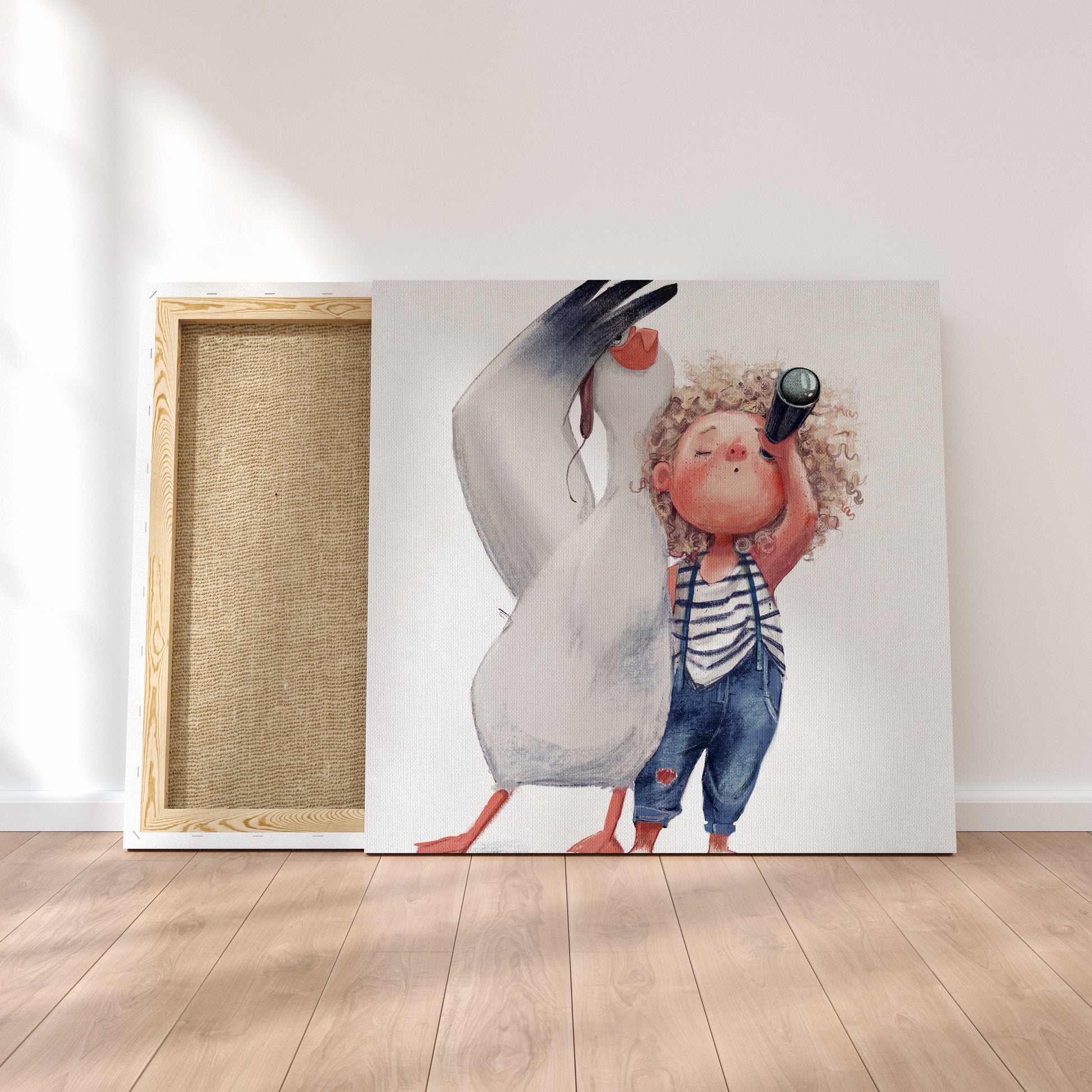 Friends Gull with Girl Canvas Print ArtLexy   