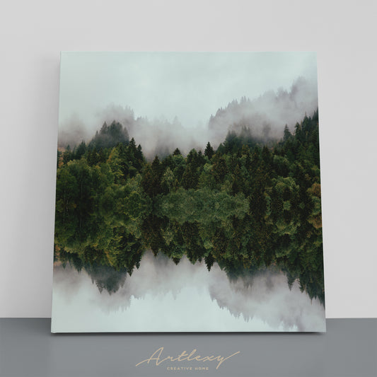 Foggy Forest Reflection Canvas Print ArtLexy 1 Panel 12"x12" inches 