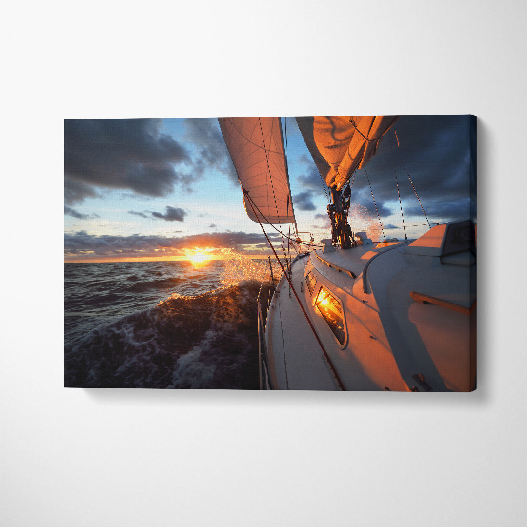 Sailing Yacht Sea Canvas Print ArtLexy 1 Panel 24"x16" inches 
