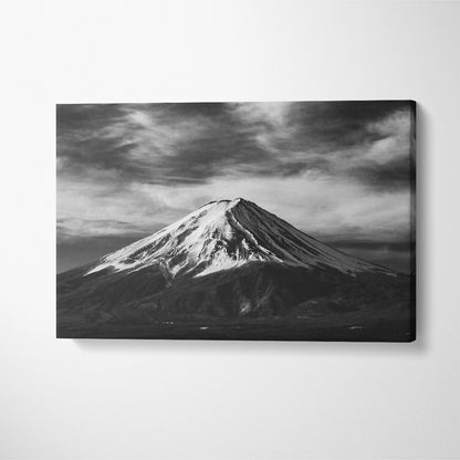 Mount Fuji Black And White Japan Canvas Print ArtLexy 1 Panel 24"x16" inches 