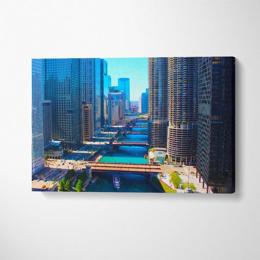 Chicago River Canvas Print ArtLexy 1 Panel 24"x16" inches 