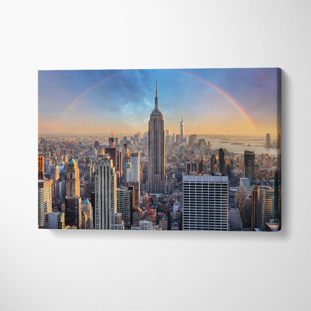 New York City Skyline with Skyscrapers Canvas Print ArtLexy 1 Panel 24"x16" inches 