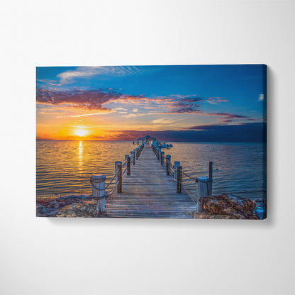 Florida Keys Dock Pier Canvas Print ArtLexy 1 Panel 24"x16" inches 