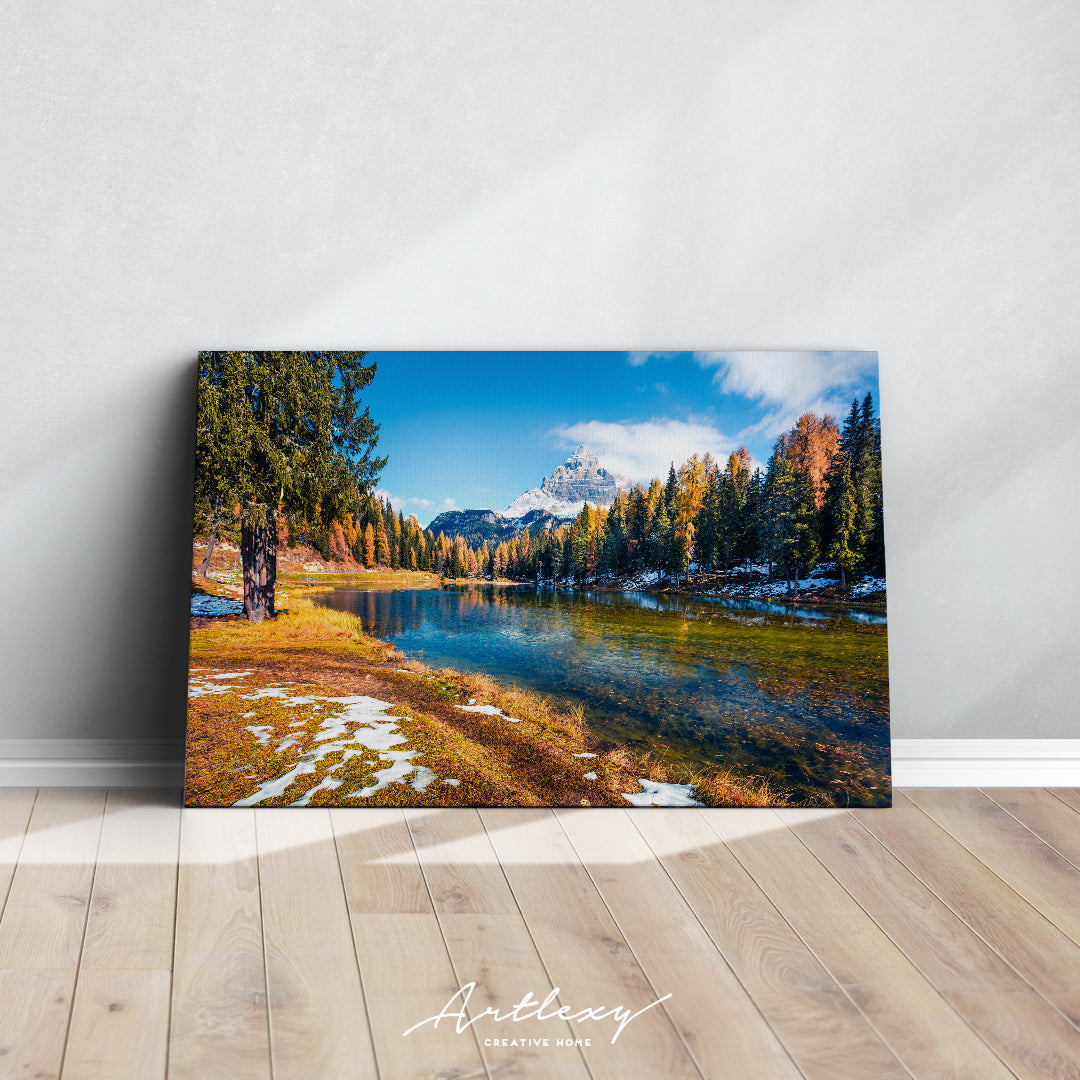 Antorno Lake with Tre Cime di Lavaredo Dolomite Alps Canvas Print ArtLexy   