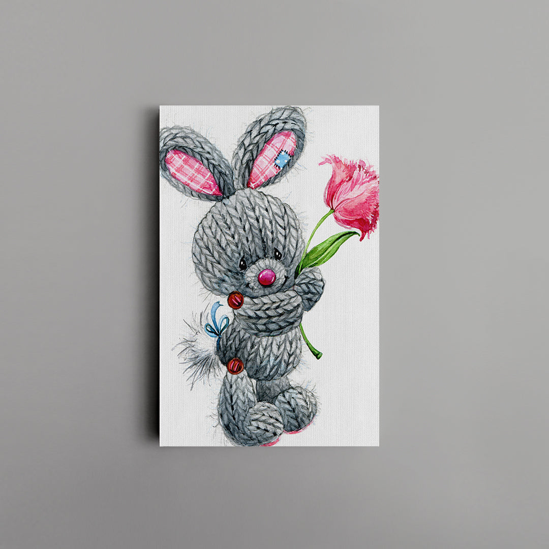 Bunny with Flower Canvas Print ArtLexy   