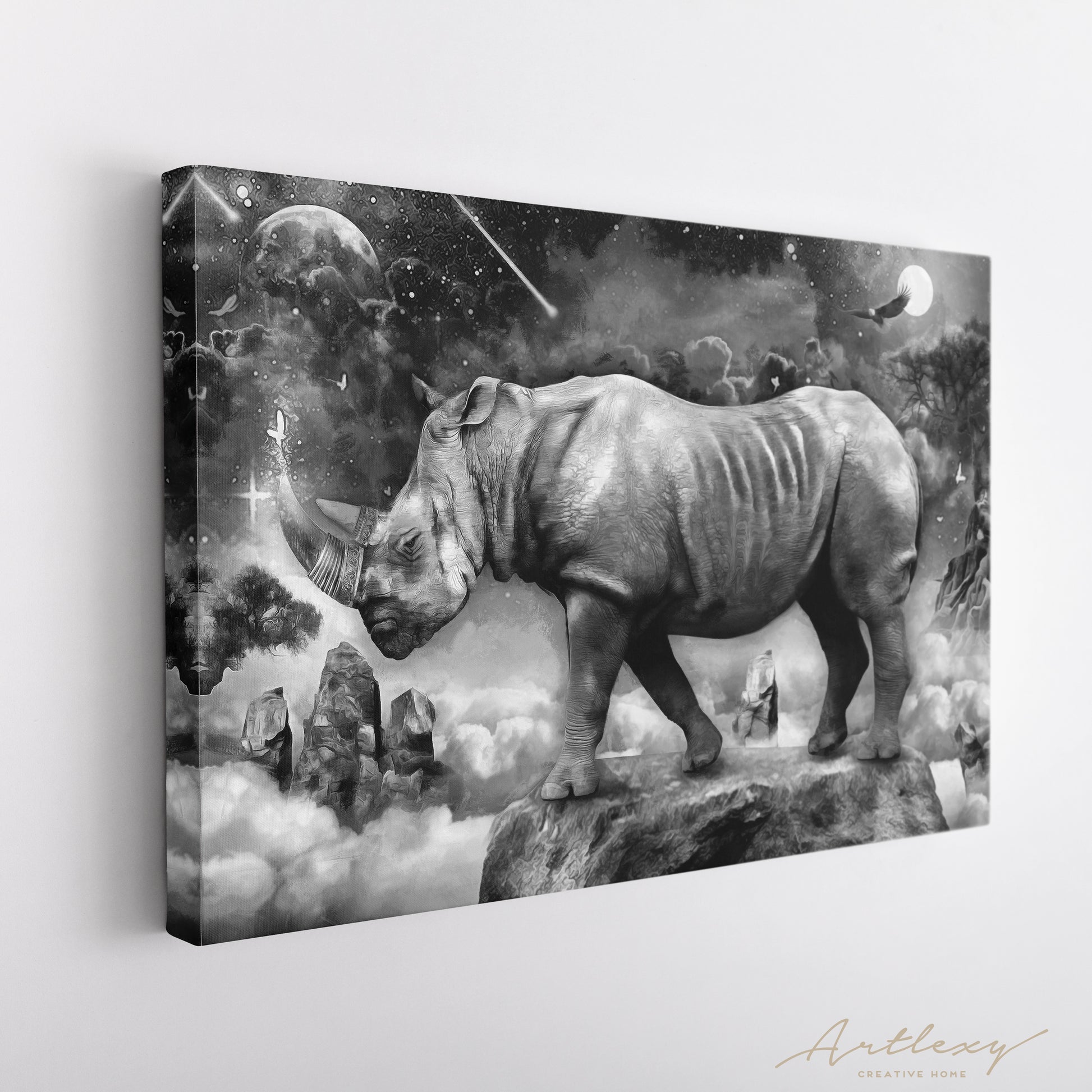 Rhinoceros in Fantasy World Canvas Print ArtLexy   