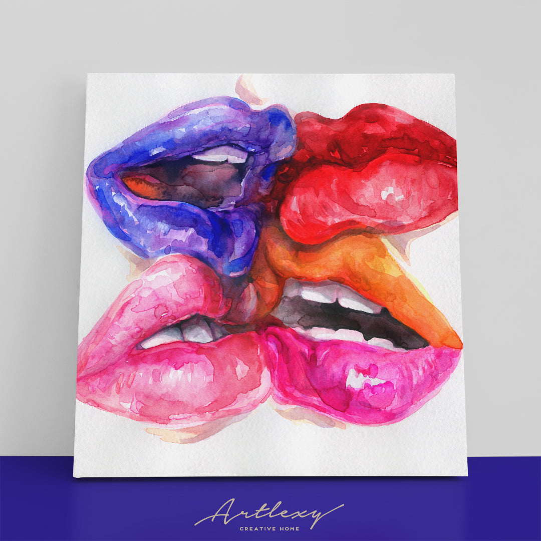 Colorful Lips Canvas Print ArtLexy 1 Panel 12"x12" inches 