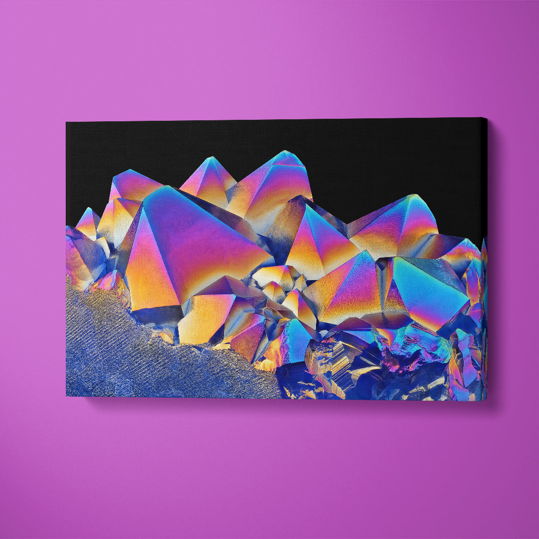 Amazing Blue Rainbow Crystal Amethyst Quartz Canvas Print ArtLexy 1 Panel 24"x16" inches 