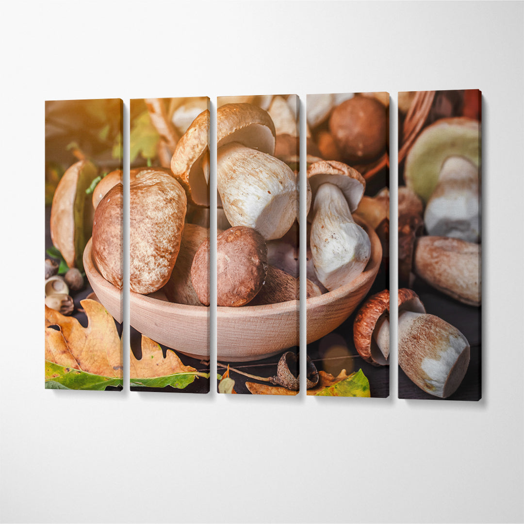 Cep Mushrooms Canvas Print ArtLexy 5 Panels 36"x24" inches 
