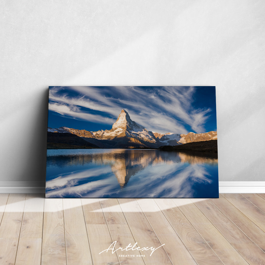 Reflection of Matterhorn Peak in Stellisee Lake Swiss Alps Switzerland Canvas Print ArtLexy   