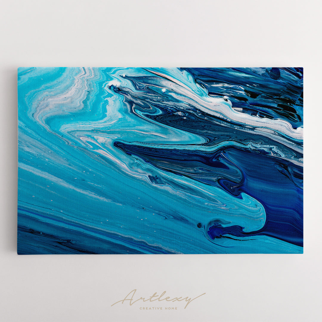 Blue Acrylic Liquid Marble Pattern Canvas Print ArtLexy   